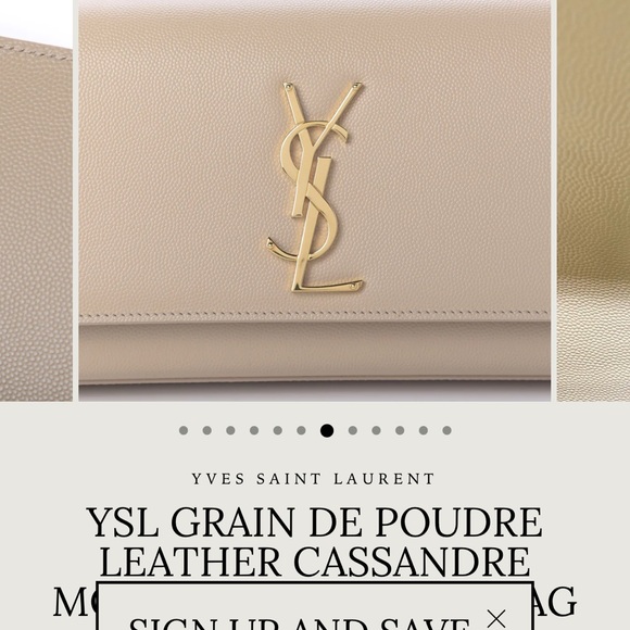 Yves Saint Laurent Beige Leather Monogram Clutch, New, Never Used. - Picture 2 of 10
